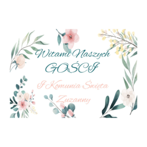 Tablica powitalna na I Komunię Świętą lub Chrzciny