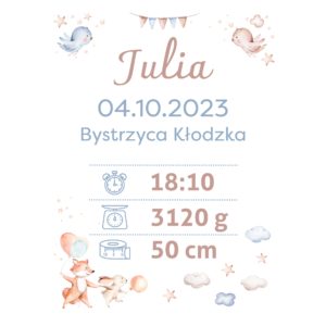 Metryczka plakat - Zwierzątka